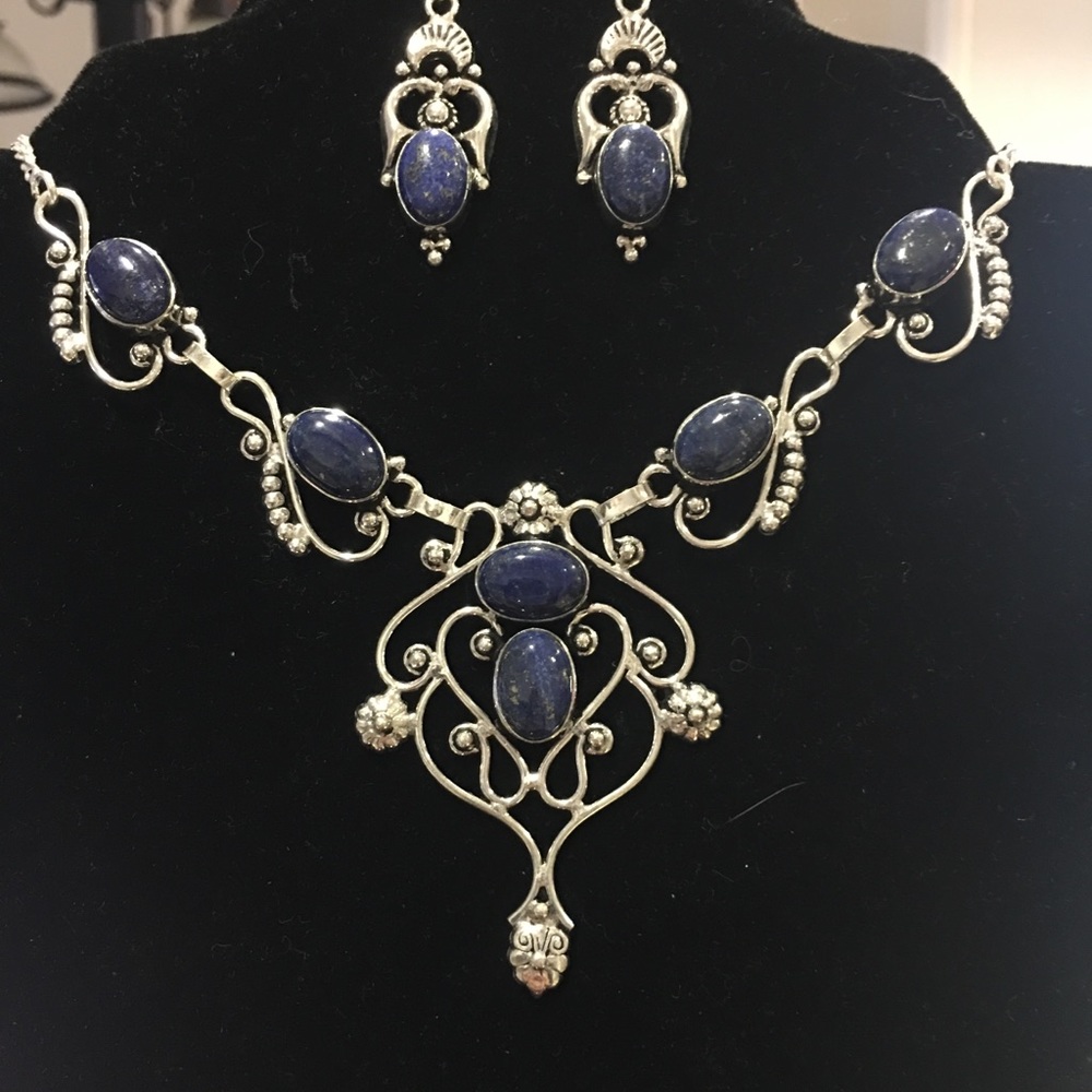 Beautiful Lapis Victorian Statement set